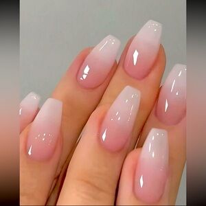 Pink Ombre Coffin Press On Nails 💅🌟 24 Piece Set
